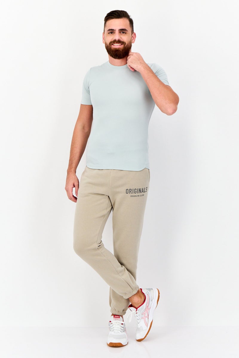 brooklyn Men Regular Fit Brand Logo Sweatpants, Taupe - Image 4